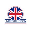 UK flag icon. The United Kingdom circle logo or badge. British round banner. Union Jack flag emblem. Vector illustration Royalty Free Stock Photo